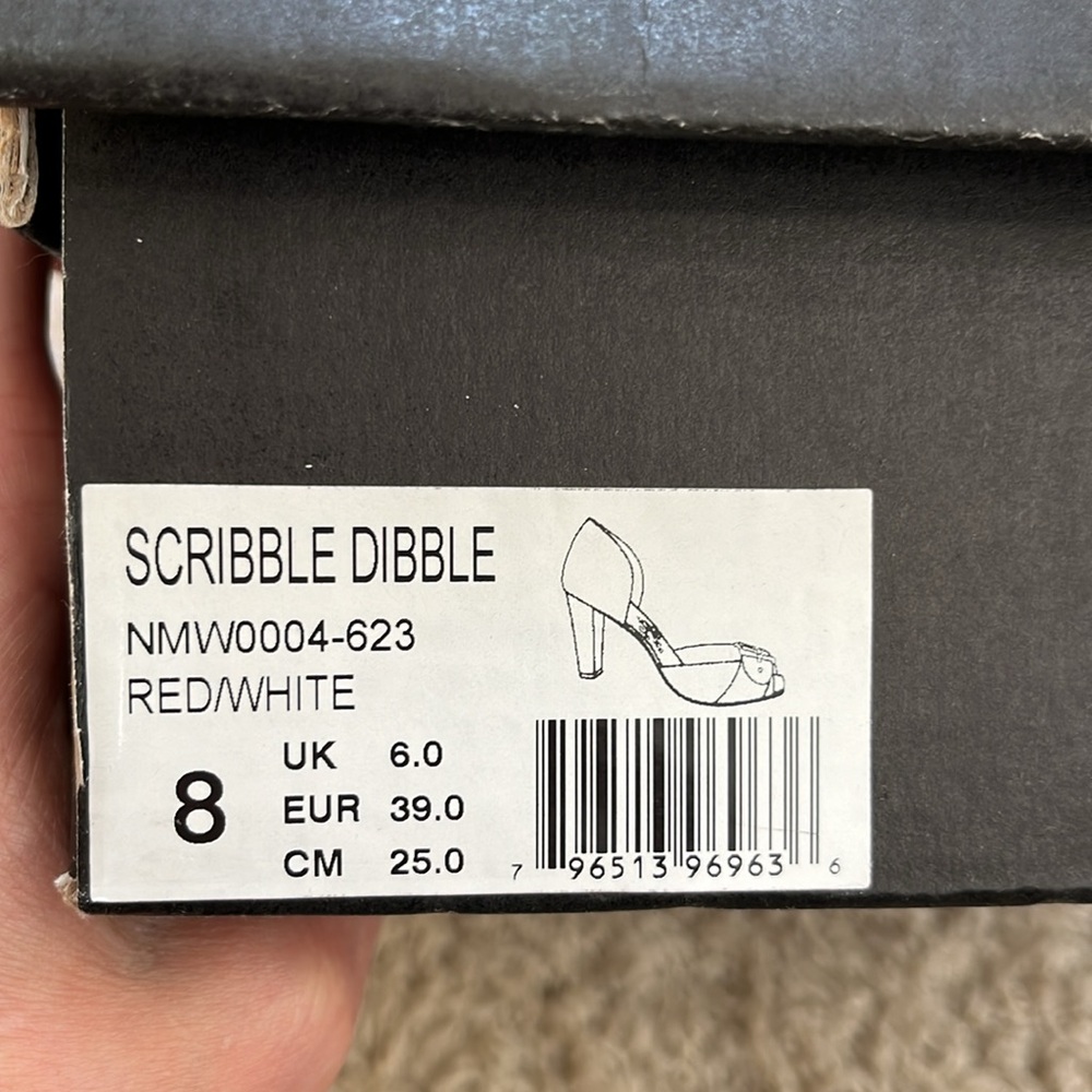 Naughty Monkey Scribble Dibble Open Toe Pumps, Guc - image 6